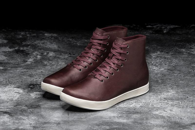 Women's Nobull High-Top Leather Trainers Burgundy | SG E2969B